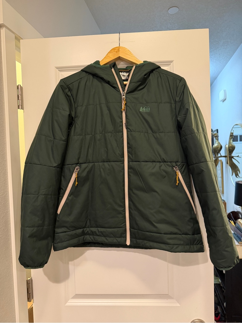 REI Women's Dark Green Hooded Insulated Puffer Jacket